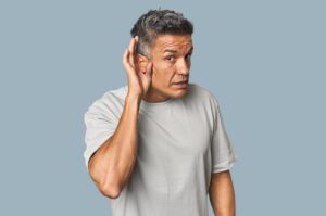Hombre con pérdida auditiva